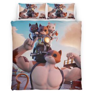 Housse De Couette Meowscles et Kit Fortnite Heureux Parure de lit Ensemble De Literie