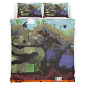 Housse De Couette Minecraft Tous les Blocs Parure de lit Ensemble De Literie