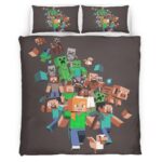 Housse De Couette Minecraft Tous les Personnages Steve Creeper Cochon Zombie Villageois Parure de lit Ensemble De Literie