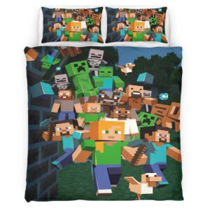 Housse De Couette Minecraft Personnages Héros et Ennemis Parure de lit Ensemble De Literie