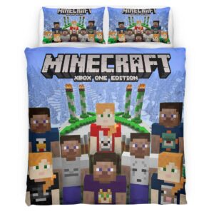 Housse De Couette Minecraft Tous les Personnages Alliés du Jeu Parure de lit Ensemble De Literie
