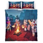 Housse De Couette Minecraft Alliés Forêt Sombre & Nether Corrompu Parure de lit Ensemble De Literie
