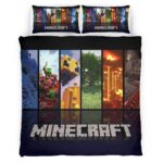 Housse De Couette Minecraft Biomes Parure de lit Ensemble De Literie