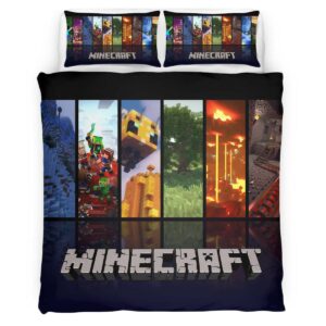 Housse De Couette Minecraft Biomes Parure de lit Ensemble De Literie