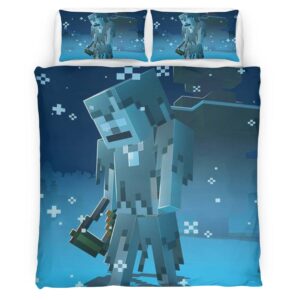 Housse De Couette Minecraft Personnage dans la Toundra Parure de lit Ensemble De Literie