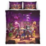 Housse De Couette Minecraft Personnages dans le Biome du Nether Parure de lit Ensemble De Literie