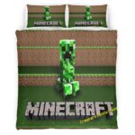 Housse De Couette Minecraft Creeper Classique Mécontent Parure de lit Ensemble De Literie
