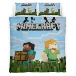 Housse De Couette Minecraft Steve Classique avec Alex Parure de lit Ensemble De Literie