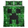 Housse De Couette Minecraft Visage de Creeper 2 Parure de lit Ensemble De Literie