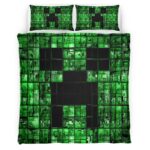 Housse De Couette Minecraft Visage de Creeper 2 Parure de lit Ensemble De Literie