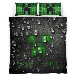 Housse De Couette Minecraft Visage de Creeper 3 Parure de lit Ensemble De Literie