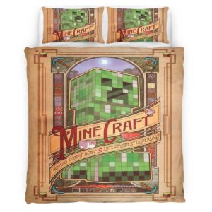 Housse De Couette Minecraft Creeper et Personnages Parure de lit Ensemble De Literie