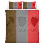 Housse De Couette Minecraft Dig Build Live Parure de lit Ensemble De Literie