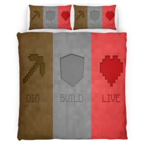 Housse De Couette Minecraft Dig Build Live Parure de lit Ensemble De Literie