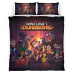 Housse De Couette Minecraft Dungeons – Tous les Personnages Parure de lit Ensemble De Literie