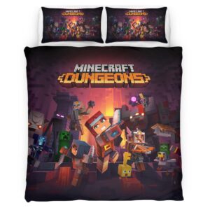 Housse De Couette Minecraft Dungeons – Tous les Personnages Parure de lit Ensemble De Literie