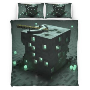 Housse De Couette Minecraft Minerai d’Émeraude Parure de lit Ensemble De Literie