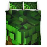 Housse De Couette Minecraft Bloc d’Herbe 2 Parure de lit Ensemble De Literie