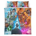 Housse De Couette Minecraft Legends – Creeper, Golem de Savane contre Piglins dans le Nether Parure de lit Ensemble De Literie