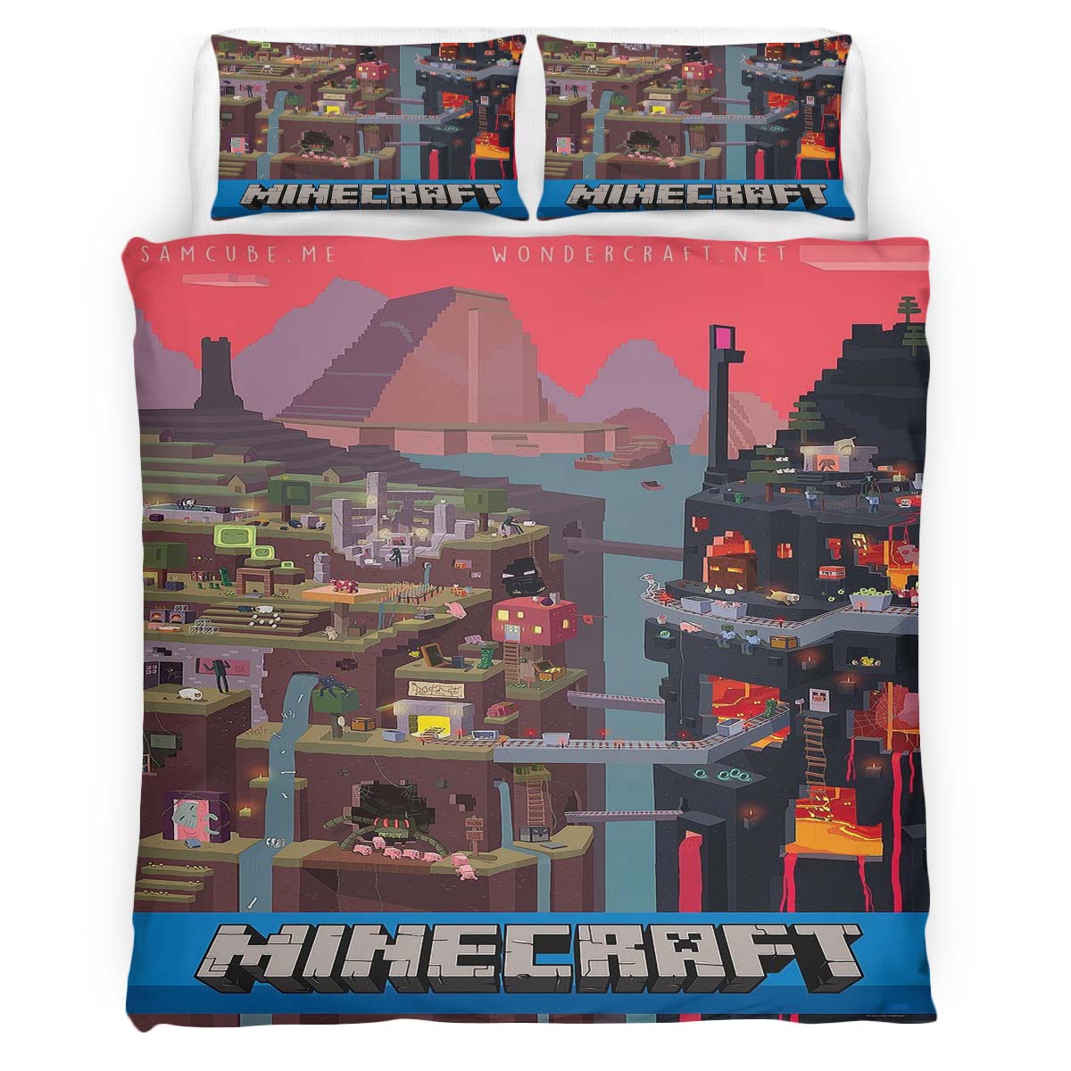 Housse De Couette Minecraft Samcube Parure de lit Ensemble De Literie