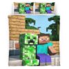 Housse De Couette Minecraft Steve Creeper Zone de Jeu Parure de lit Ensemble De Literie