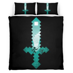Housse De Couette Minecraft Steve Épée en Diamant 2 Parure de lit Ensemble De Literie