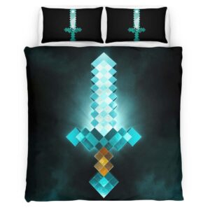 Housse De Couette Minecraft Steve Épée en Diamant Parure de lit Ensemble De Literie