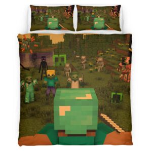 Housse De Couette Minecraft Steve combat les forces ennemies 2 Parure de lit Ensemble De Literie
