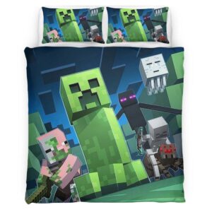 Housse De Couette Minecraft Méchants – Creeper, Araignée, Enderman Parure de lit Ensemble De Literie