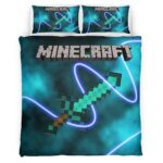 Housse De Couette Minecraft Arme Épée en Diamant 1001 Parure de lit Ensemble De Literie