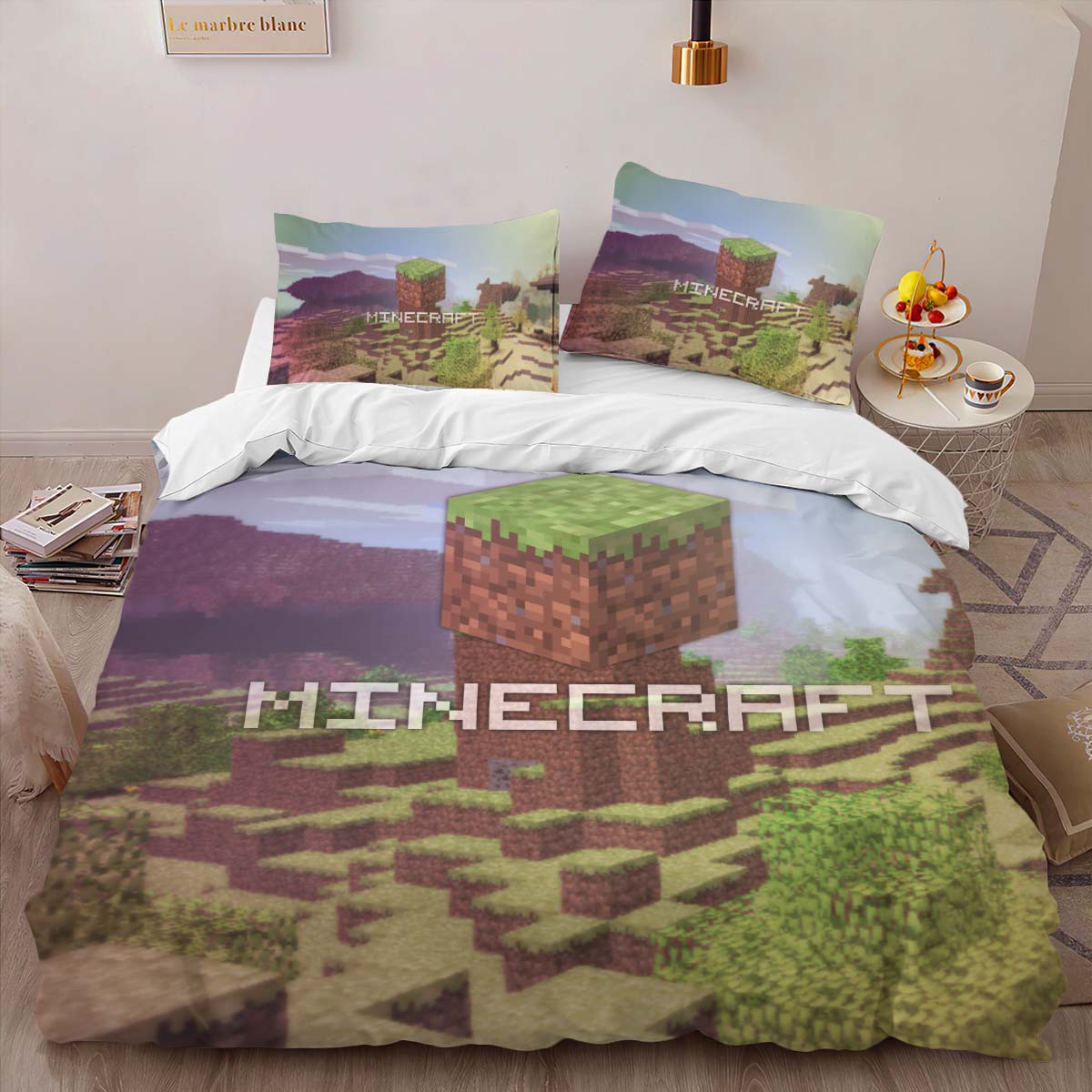 Housse De Couette Minecraft Monde 2 Parure de lit Ensemble De Literie – Image 2