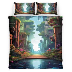 Housse De Couette Minecraft Monde – Arrière-plan Parure de lit Ensemble De Literie
