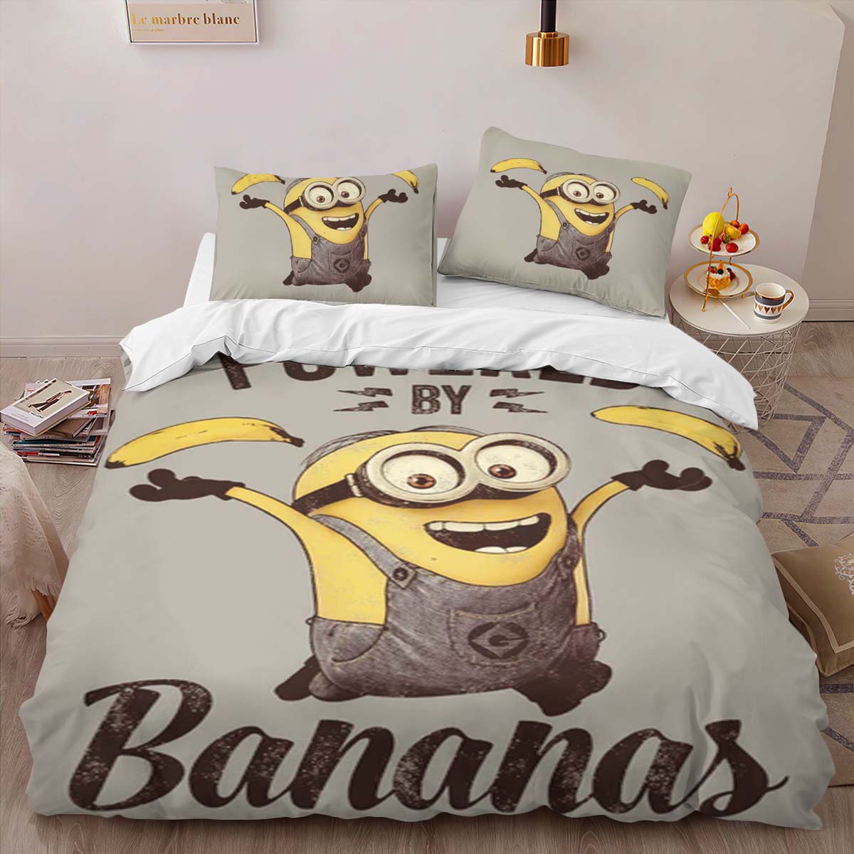Housse De Couette Minions Powered by Bananas Parure de lit Ensemble De Literie – Image 2
