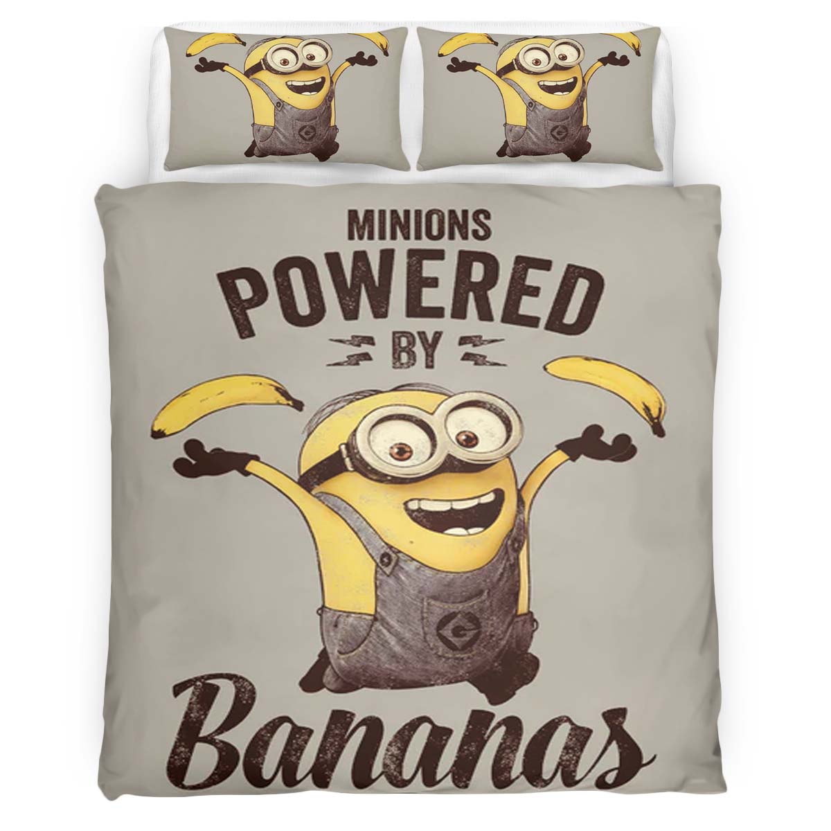 Housse De Couette Minions Powered by Bananas Parure de lit Ensemble De Literie
