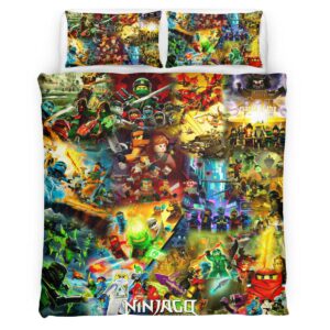 Housse De Couette Ninjago – Combat Tous les Personnages 1016 Parure de lit Ensemble De Literie