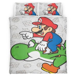 Housse De Couette Super Mario et Yoshi – Nintendo Parure de lit Ensemble De Literie