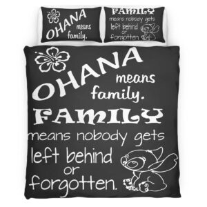 Housse De Couette « Ohana signifie famille, personne n’est laissé de côté » Lilo & Stitch Parure de lit Ensemble De Literie