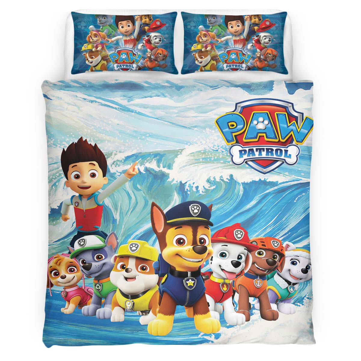 Housse De Couette Pat’ Patrouille Tous les personnages 15 Parure de lit Ensemble De Literie