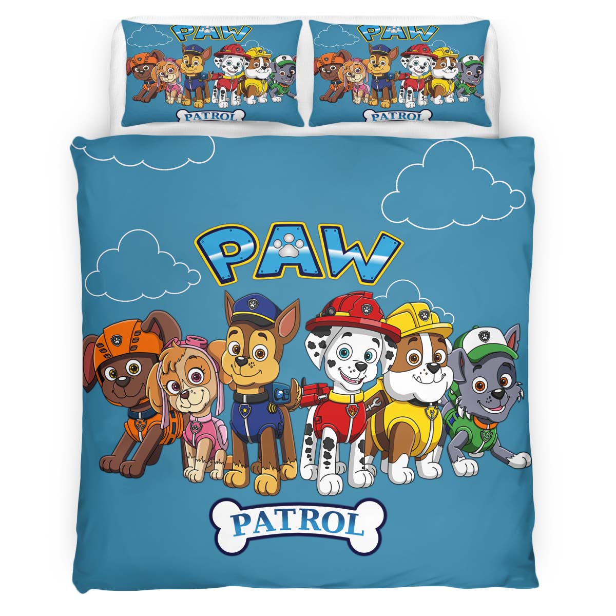 Housse De Couette Pat’ Patrouille Tous les personnages 2 Parure de lit Ensemble De Literie