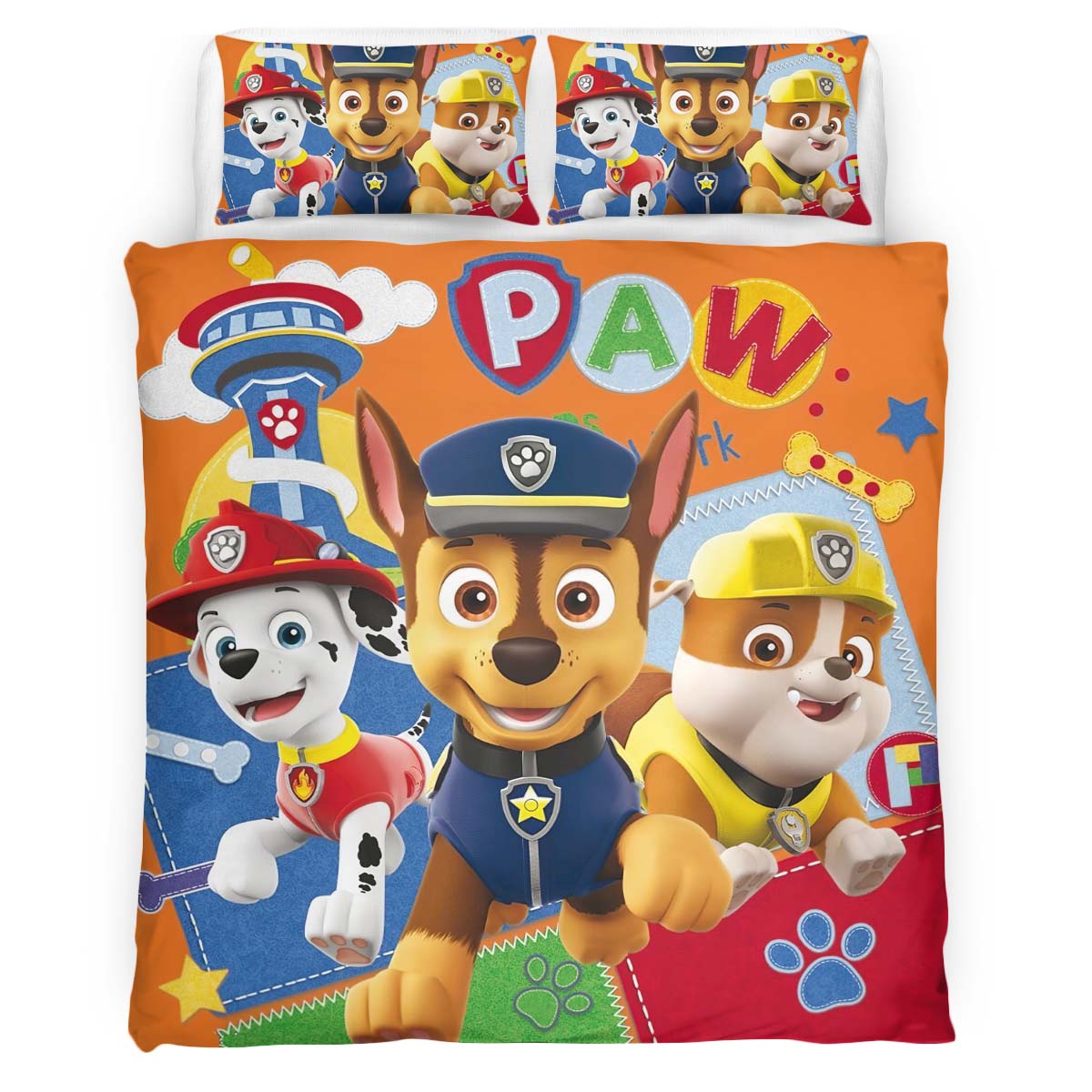 Housse De Couette Pat’ Patrouille Tous les personnages 44 Parure de lit Ensemble De Literie
