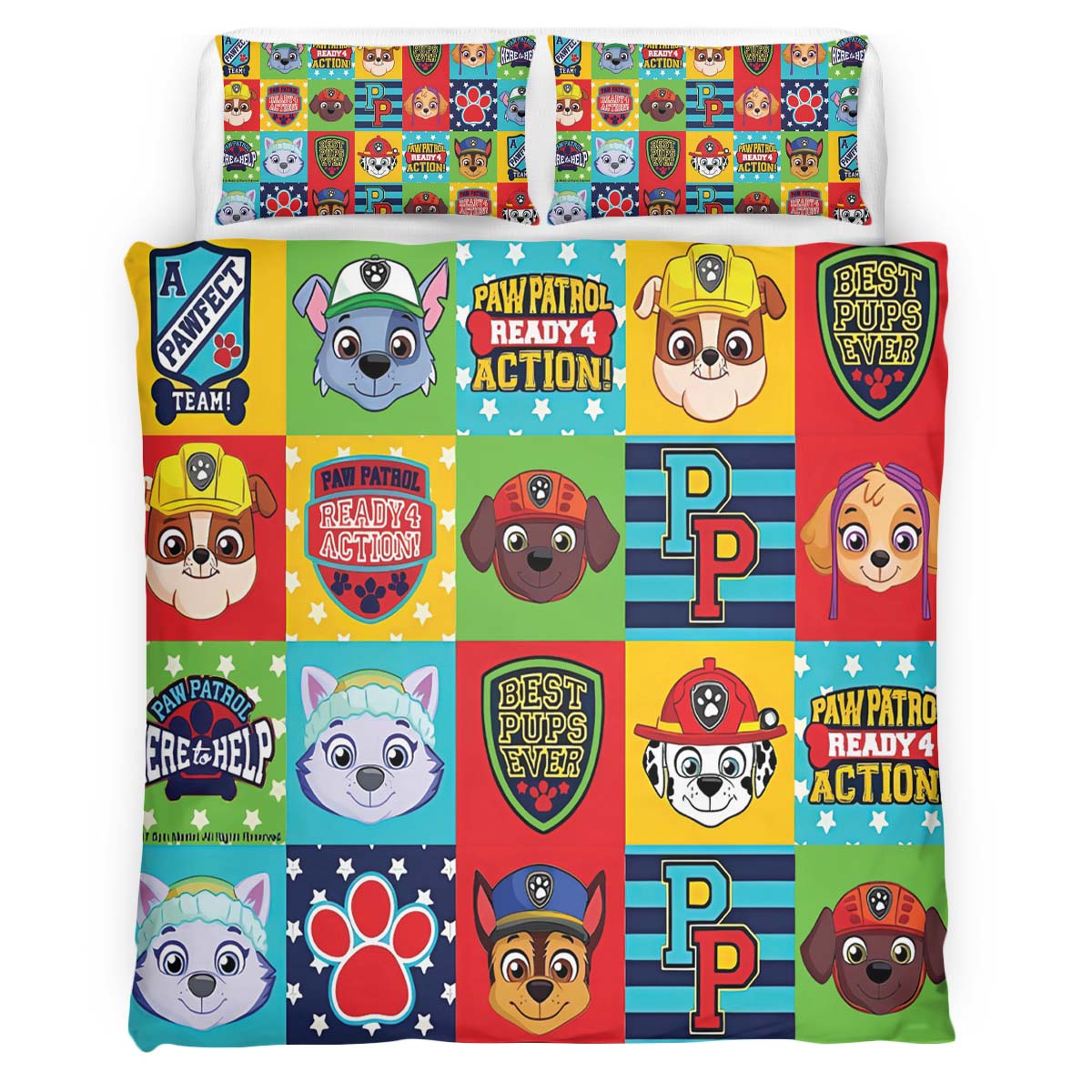 Housse De Couette Pat’ Patrouille Tous les personnages 7 Parure de lit Ensemble De Literie