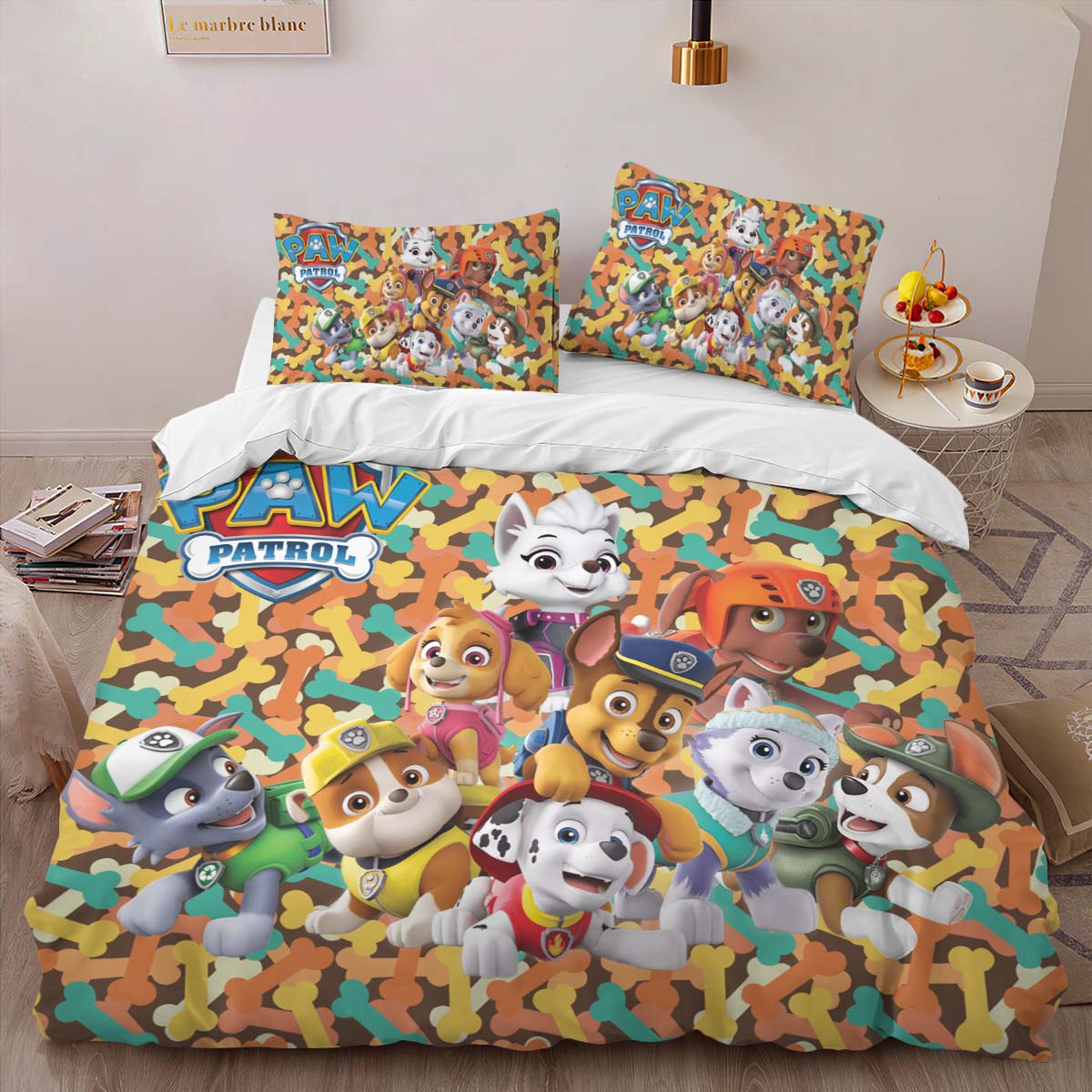 Housse De Couette Pat’ Patrouille Tous les personnages 8 Parure de lit Ensemble De Literie – Image 2