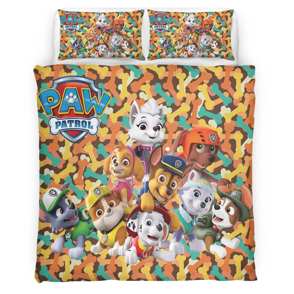 Housse De Couette Pat’ Patrouille Tous les personnages 8 Parure de lit Ensemble De Literie