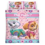 Housse De Couette Pat’ Patrouille Everest et Skye Parure de lit Ensemble De Literie