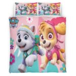 Housse De Couette Pat’ Patrouille Everest et Skye 2 Parure de lit Ensemble De Literie