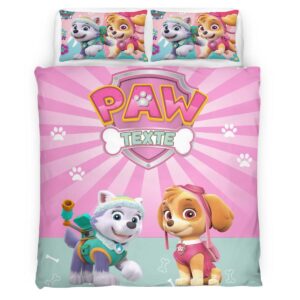 Housse De Couette Pat’ Patrouille Everest et Skye 3 Parure de lit Ensemble De Literie