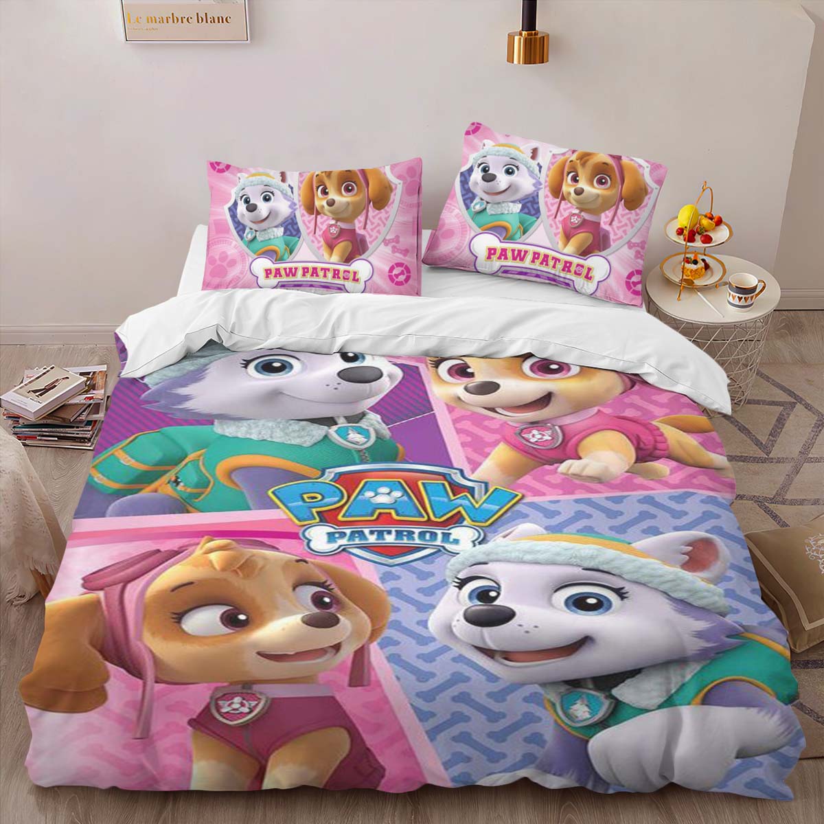 Housse De Couette Pat’ Patrouille Everest et Skye 6 Parure de lit Ensemble De Literie – Image 2