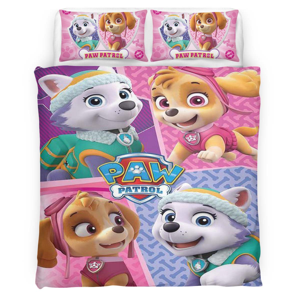 Housse De Couette Pat’ Patrouille Everest et Skye 6 Parure de lit Ensemble De Literie