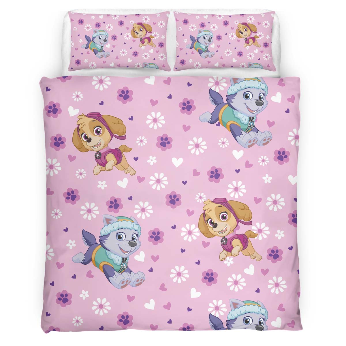 Housse De Couette Pat’ Patrouille Everest et Skye 7 Parure de lit Ensemble De Literie