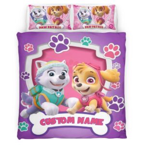 Housse De Couette Pat’ Patrouille Everest et Skye Personnalisé Parure de lit Ensemble De Literie